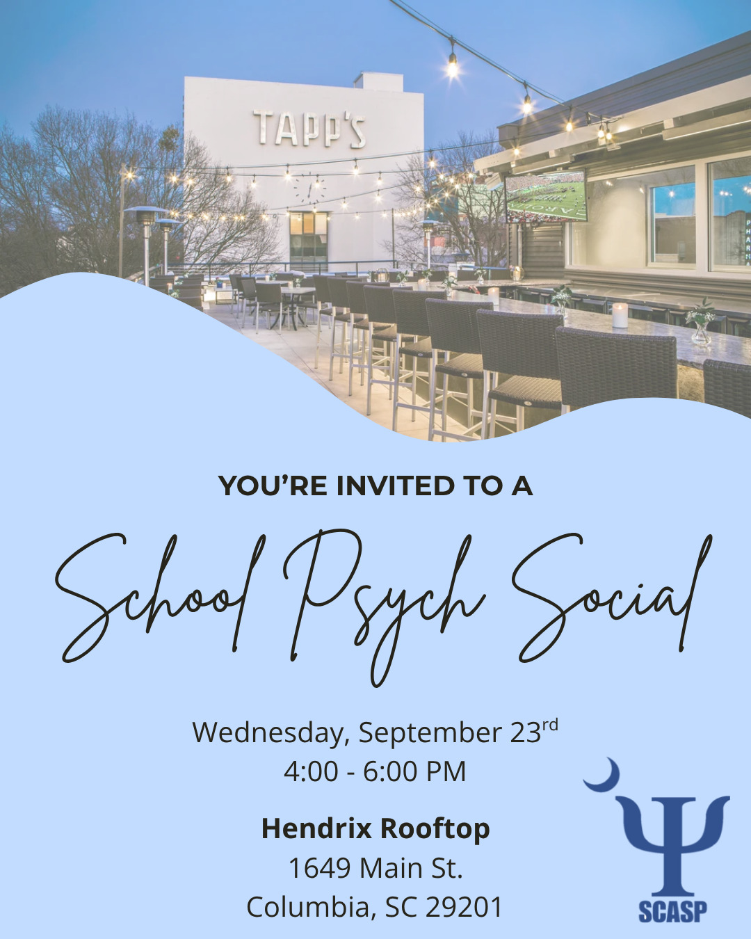 Join Us for a School Psych Social — September 23 in Columbia